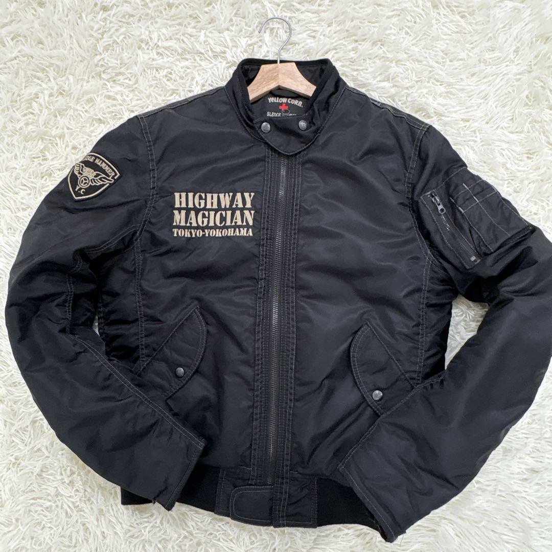 XLサイズ✨イエローコーン　ライダース　両肘プロテクターあり　ロゴ　ブラック