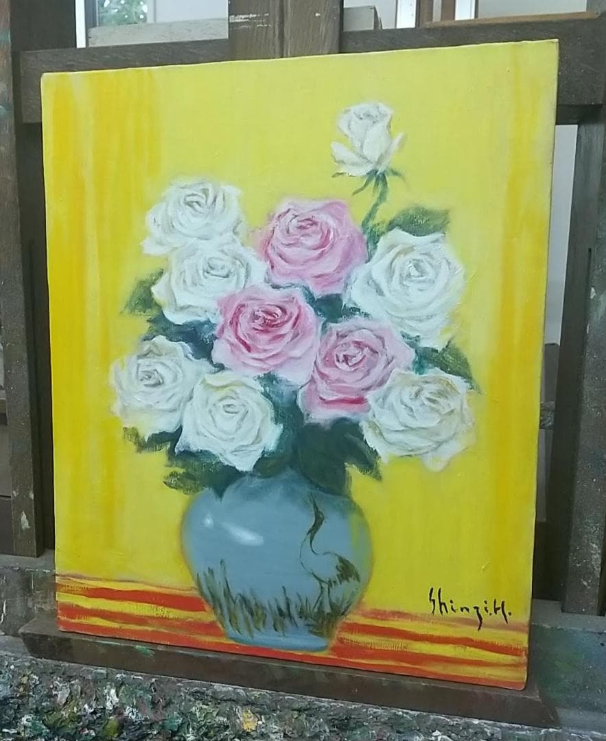 F8 「薔薇」A 油絵 油彩画 絵画 アート 静物