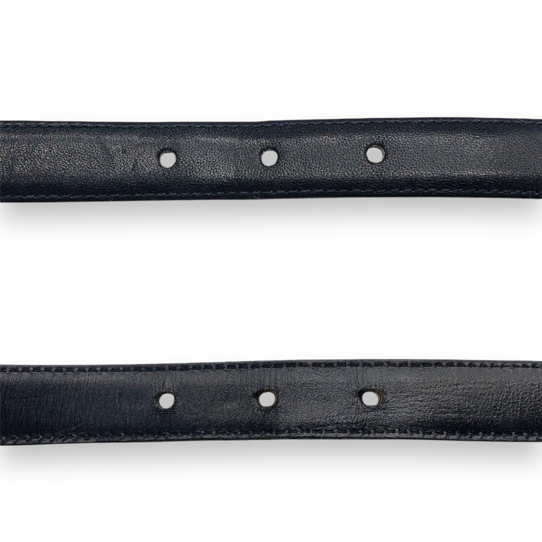 【美品】CELINEセリーヌ 馬車金具 細ベルト ゴールド ブラック イタリア製