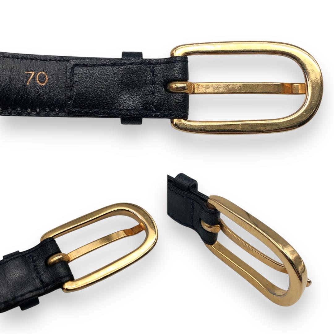 【美品】CELINEセリーヌ 馬車金具 細ベルト ゴールド ブラック イタリア製