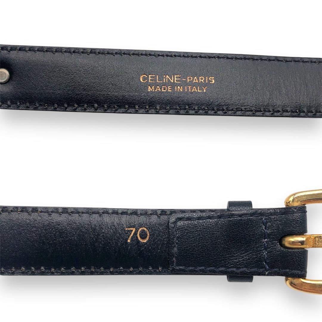 【美品】CELINEセリーヌ 馬車金具 細ベルト ゴールド ブラック イタリア製