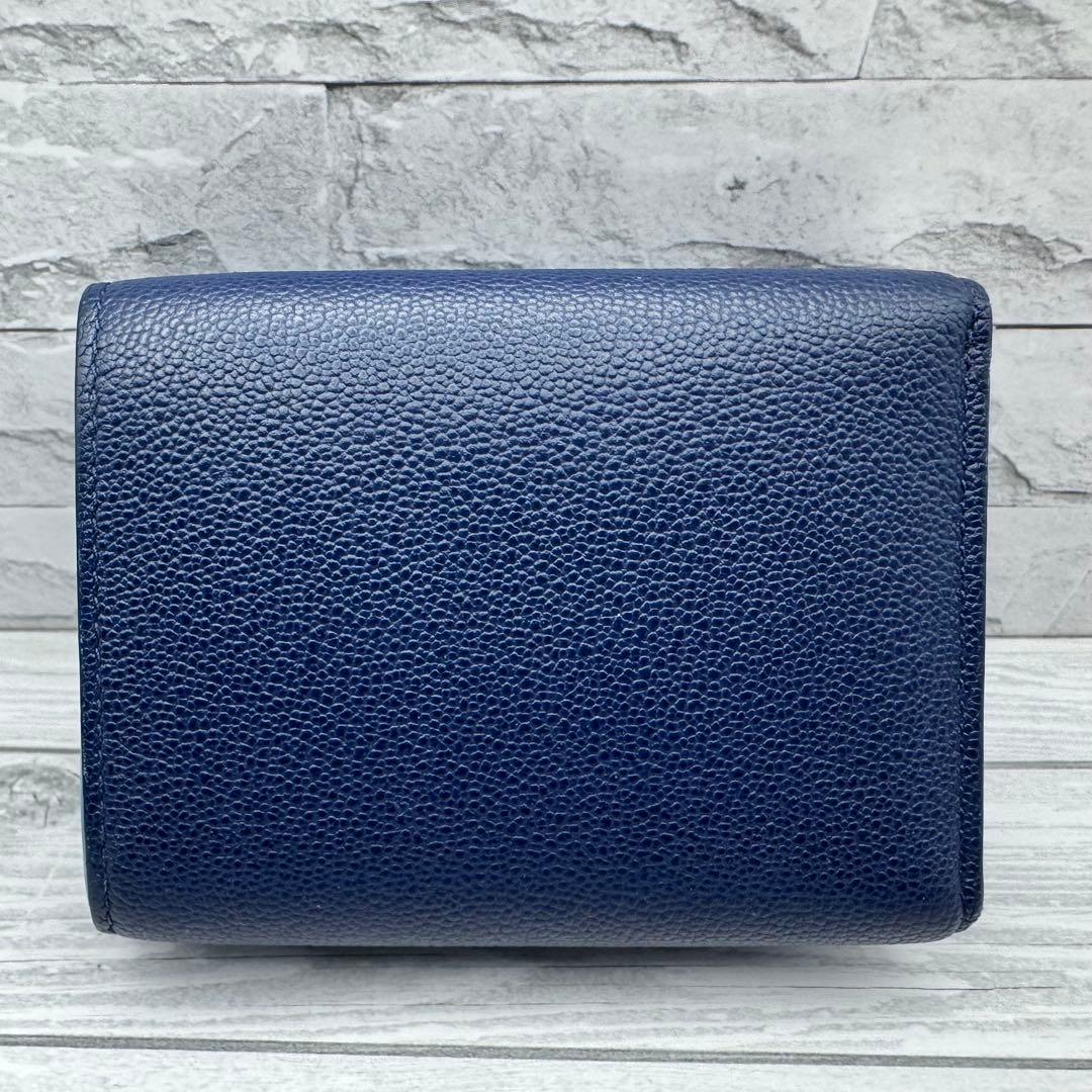 aya☆】ブルガリ バイカラー RFID 三つ折り財布 サークルロゴ ネイビー