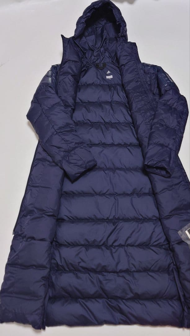新品　adidas　アディダス　ロングダウンコート　ネイビー　S