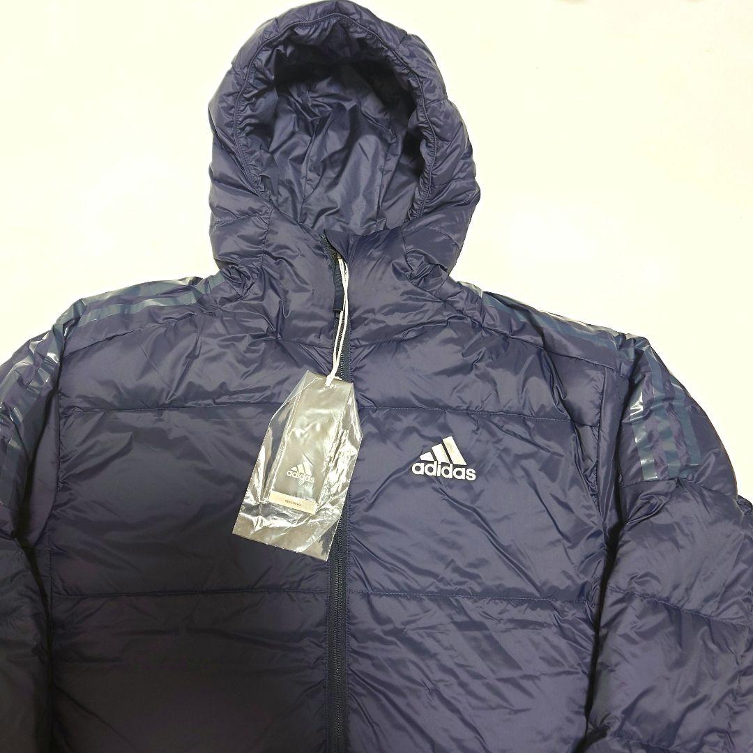 新品　adidas　アディダス　ロングダウンコート　ネイビー　S