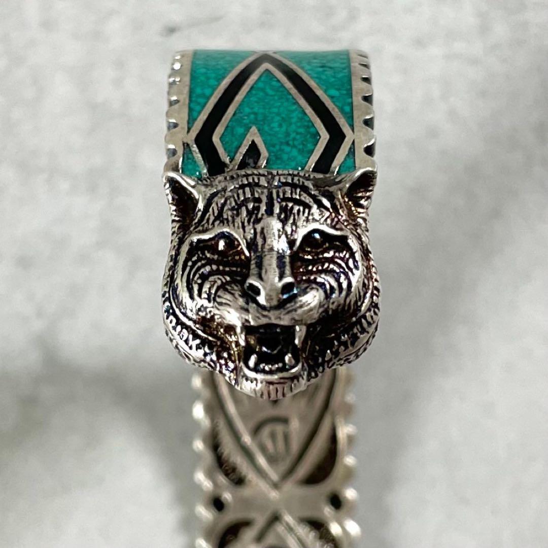 未使用・箱付き　グッチ　キャットヘッド　バングル　シルバーリング 925 石付き