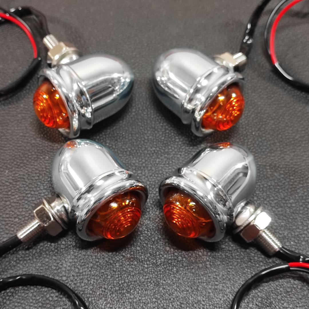 ミニバレットウインカー　電球 M10-P1.25 アルミ　ポリッシュ　4個セット