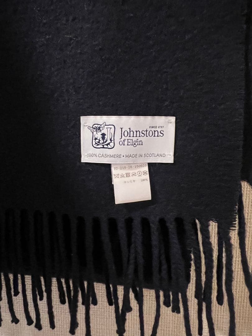Johnstons of Elgin カシミヤマフラー ネイビー