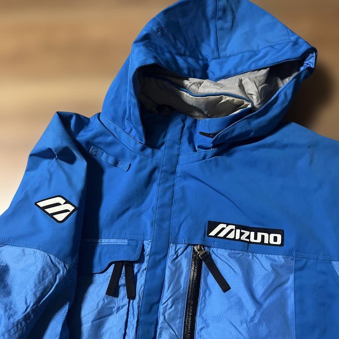 Mizuno ブレスサーモ★ブルー色サスペンダー付きスキーウェア 上下　サイズL