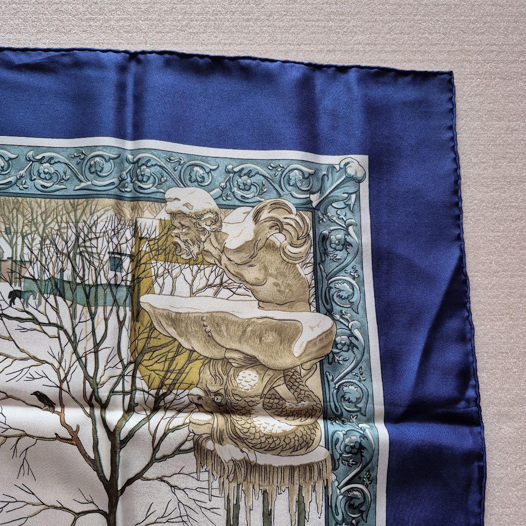 HERMES・エルメス・スカーフ・カレ90・冬の火・青