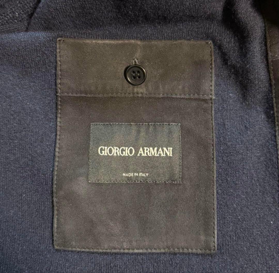GIORGIO ARMANI 高級スウェード レザー ニット ジャケット