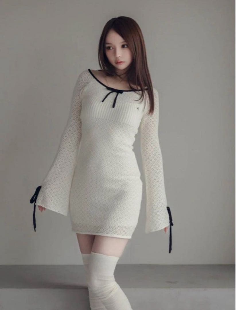 andmary Lily crochet mini dress