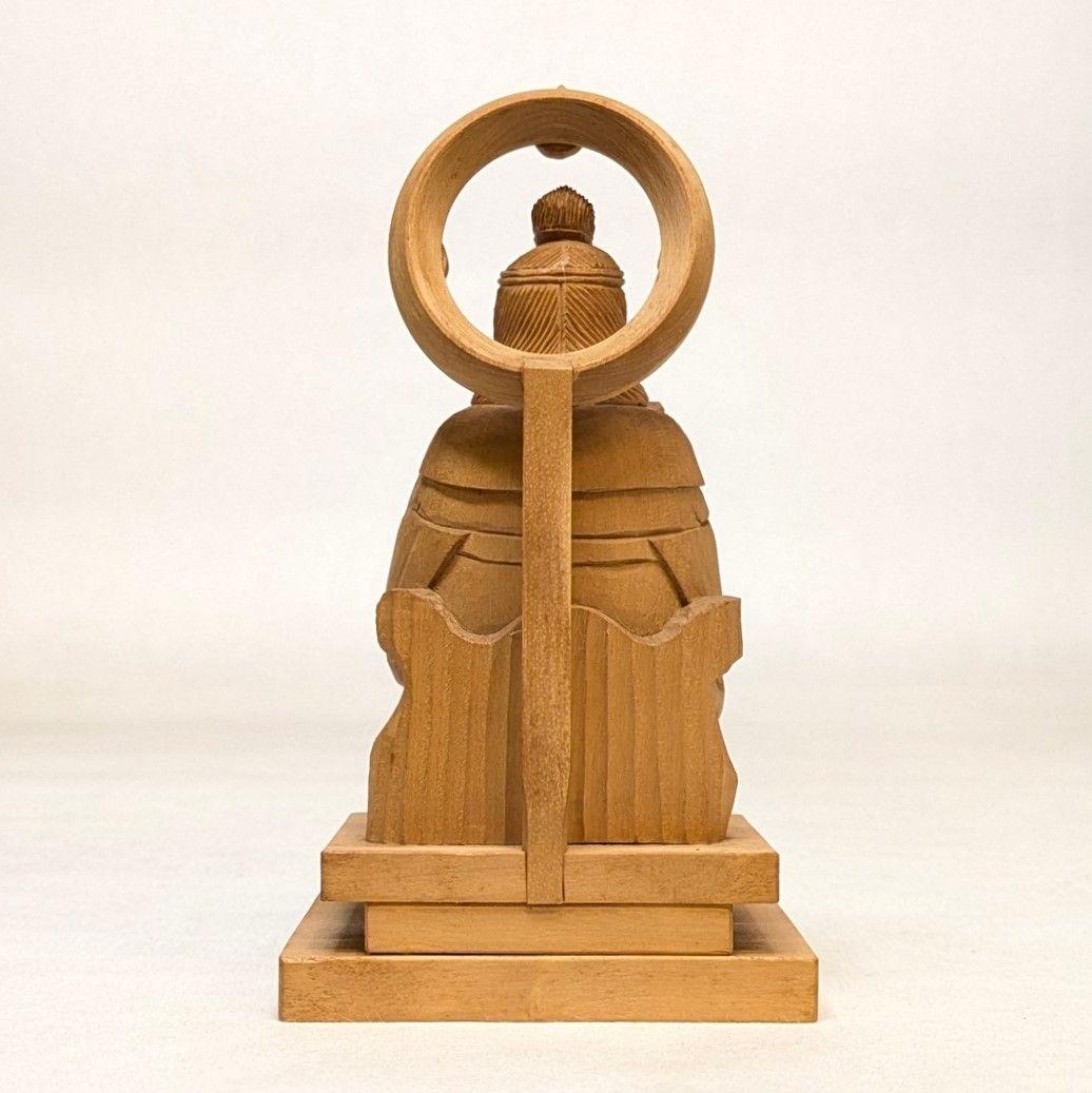 【セール中・新品】 七面天女　木地彫り　下台付　総高さ約14cm　弁財天