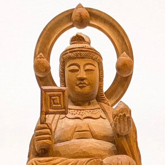 【セール中・新品】 七面天女　木地彫り　下台付　総高さ約14cm　弁財天