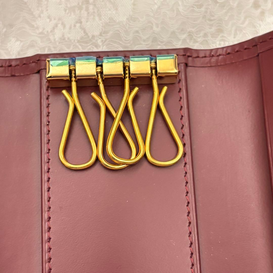 未使用級 カルティエ マストライン キーケース ボルドー 本革ゴールド