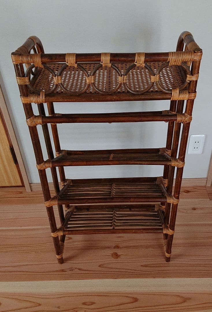 昭和レトロ 5段ラタンラック 籐家具 古家具