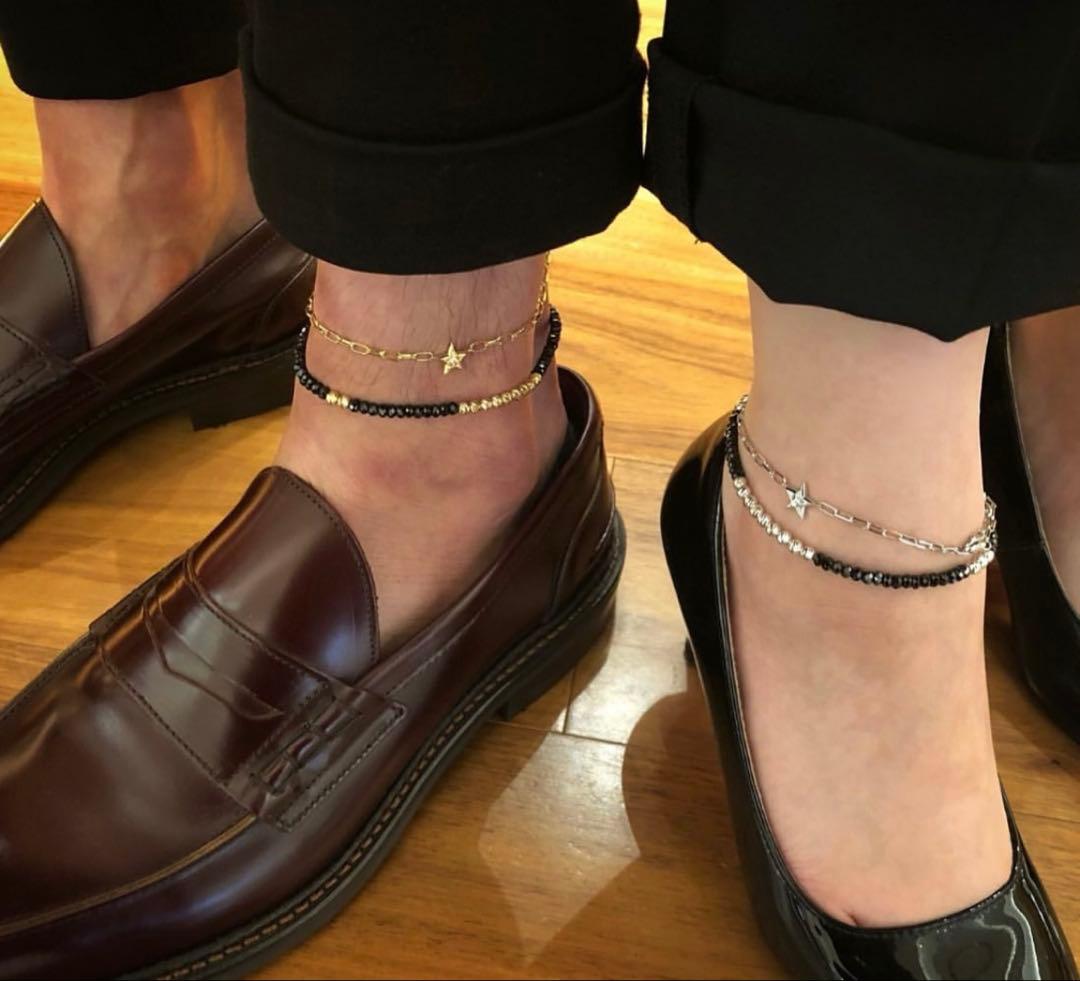 SJX ブラックスピネル グリッター アンクレット