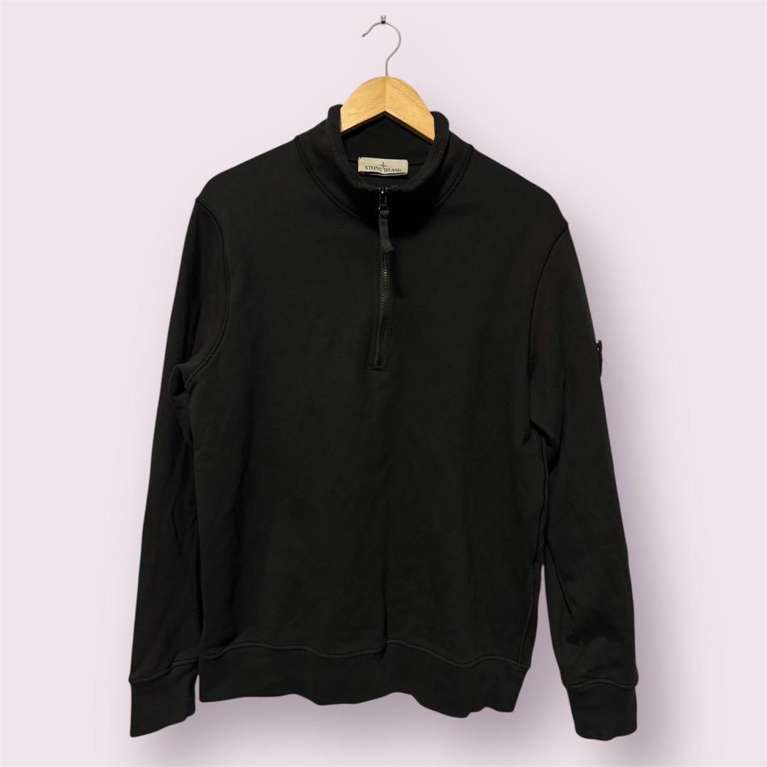 STONE  ストーンアイランド ブラック ハーフジップスウェット