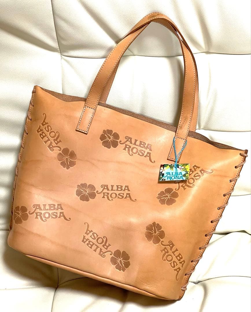 レア アルバローザ ヌメ革ロゴ型押しトートバッグ 大 新品未使用タグ