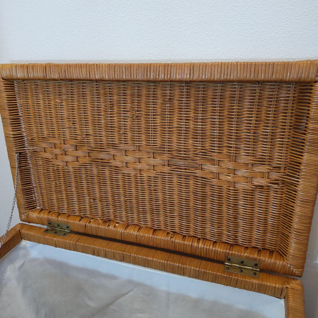 【ラタン収納ボックス】大型 籐製品 昭和レトロ かご バスケット
