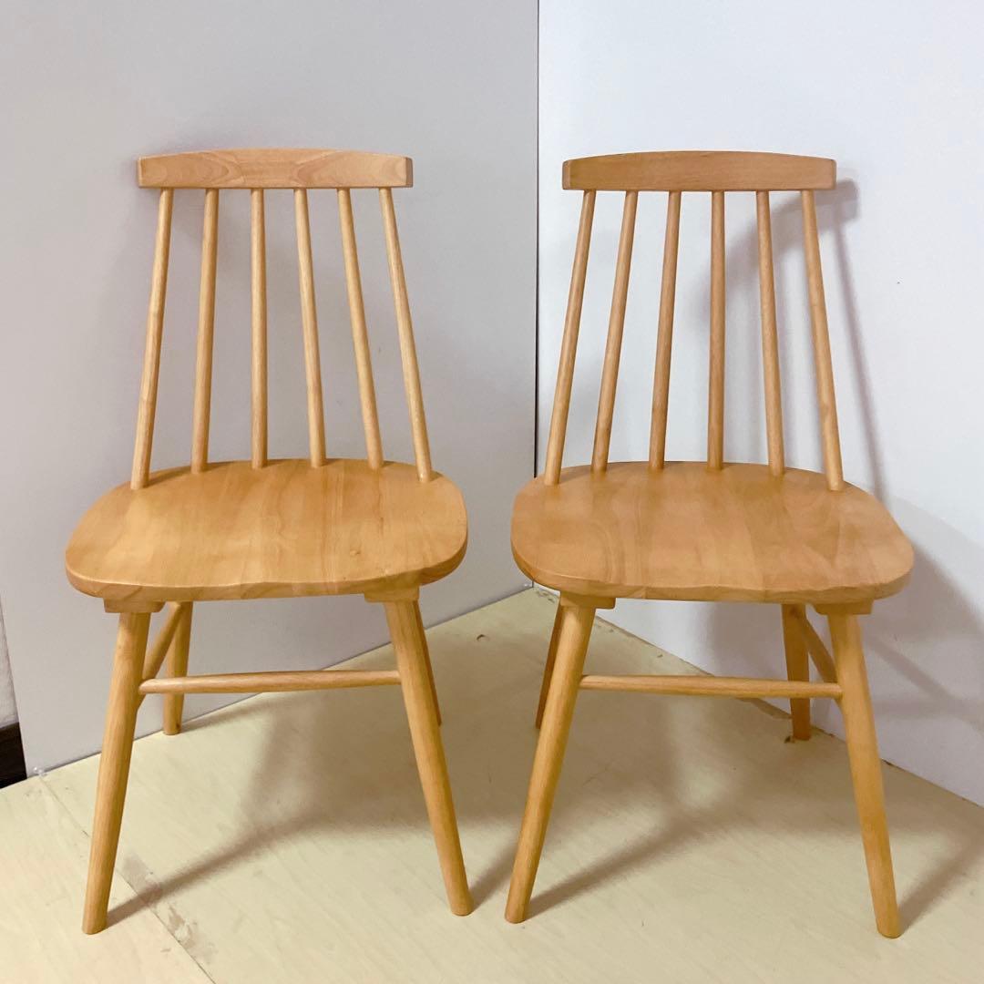 木製　ダイニングチェア　2脚セット　ウィンザーチェア　北欧　ナチュラル