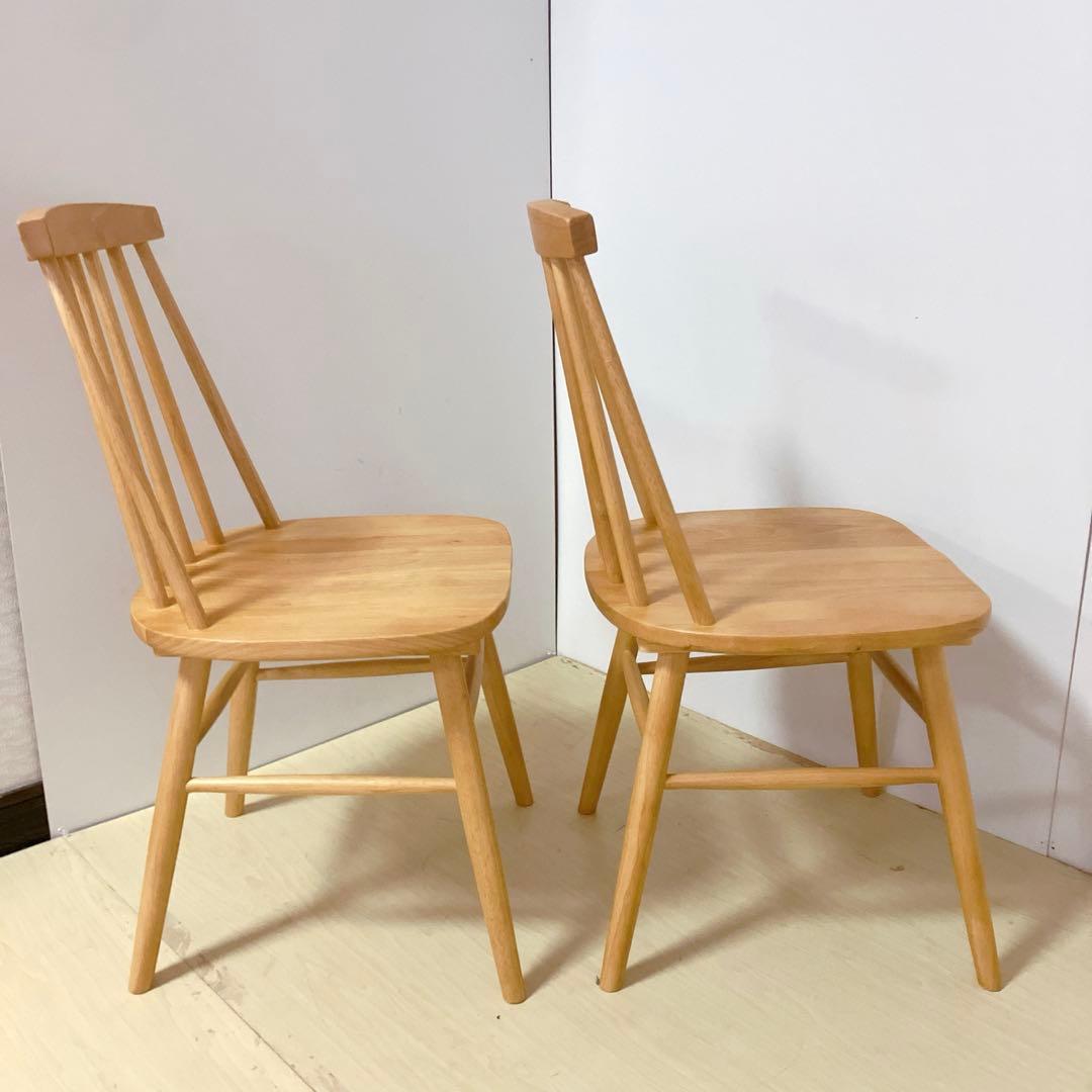木製　ダイニングチェア　2脚セット　ウィンザーチェア　北欧　ナチュラル