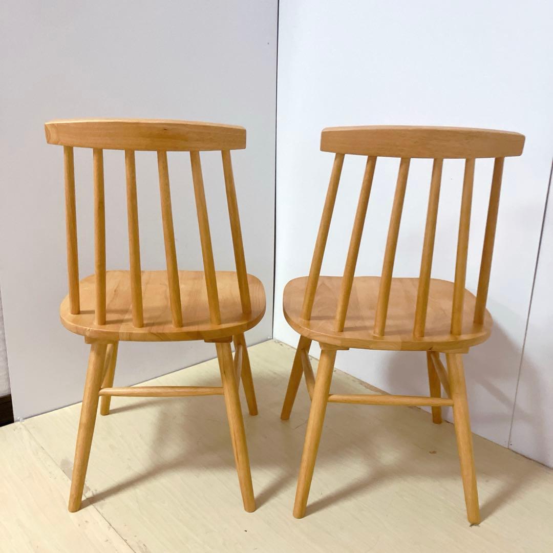 木製　ダイニングチェア　2脚セット　ウィンザーチェア　北欧　ナチュラル
