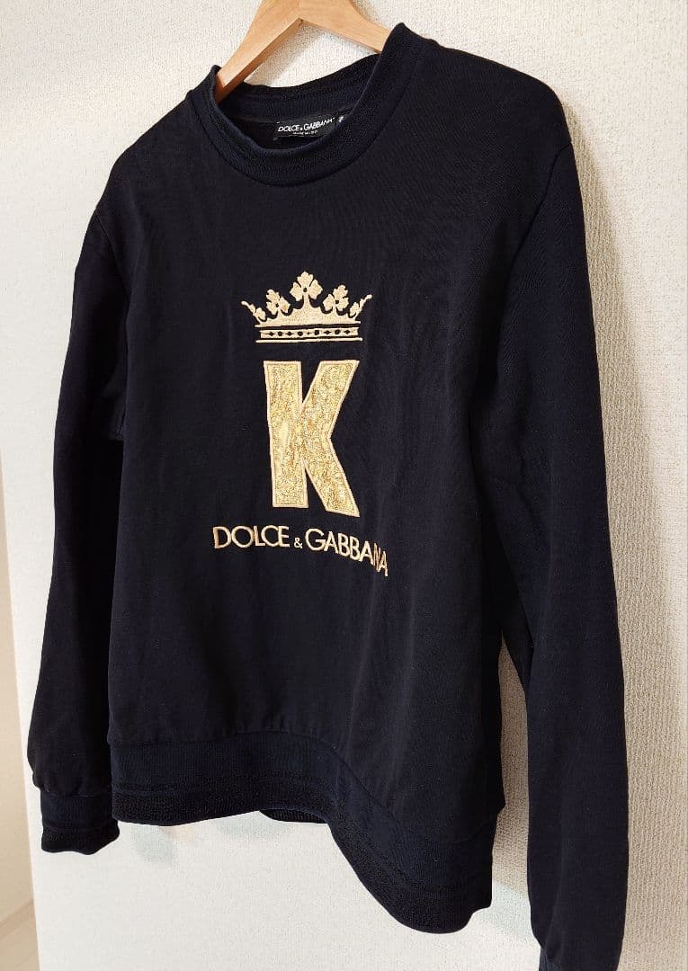 【美品】ドルガバ DGプリント クルーネックスウェットトレーナー ブラック 50