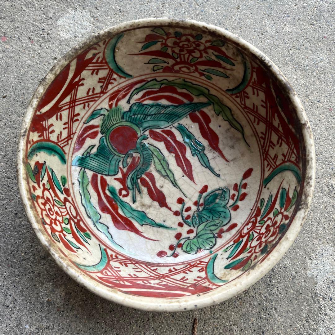 骨董 古犬山焼 赤絵 菓子器 赤玉 なます皿 江戸後期 金継ぎ - メルカリ