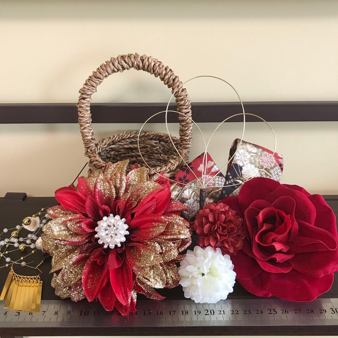 赤ダリア　和装髪飾り　成人式髪飾り　振袖髪飾り　着物髪飾り　花嫁