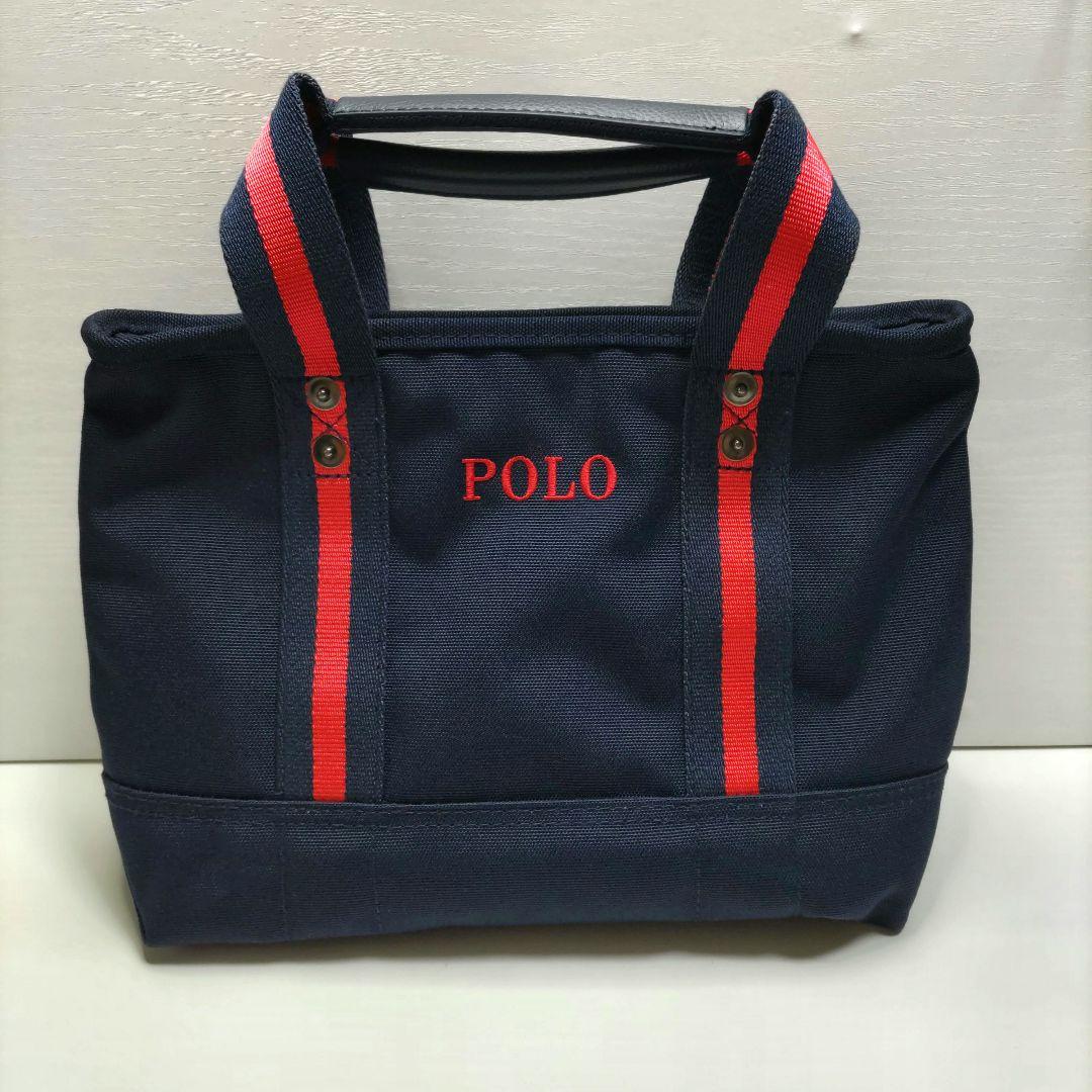 ラルフローレン ポロゴルフ スモールトートバッグ　ポニー刺繍　濃紺&赤