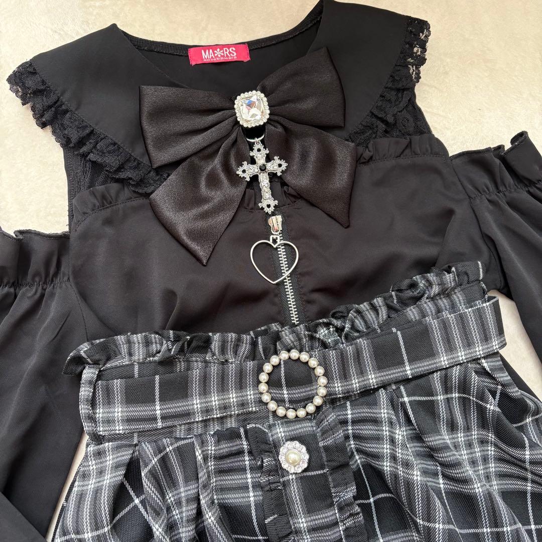 地雷 マーズ ブラウス ハート 十字架 リボン ノエミー スカパン セットアップ