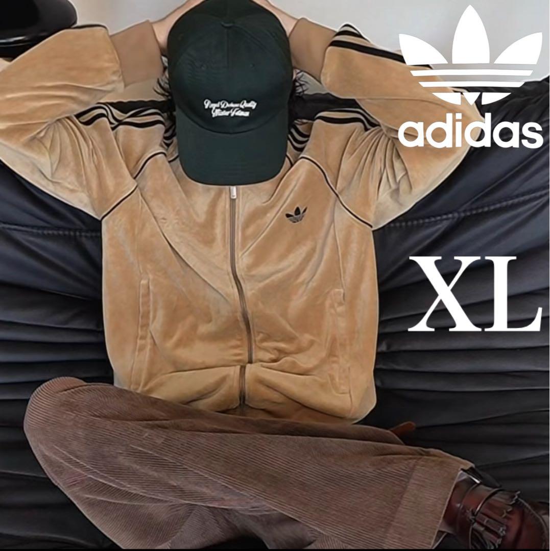 新品XL⭐️adidas アディカラー ブラウンベロア トラックトップ 風早