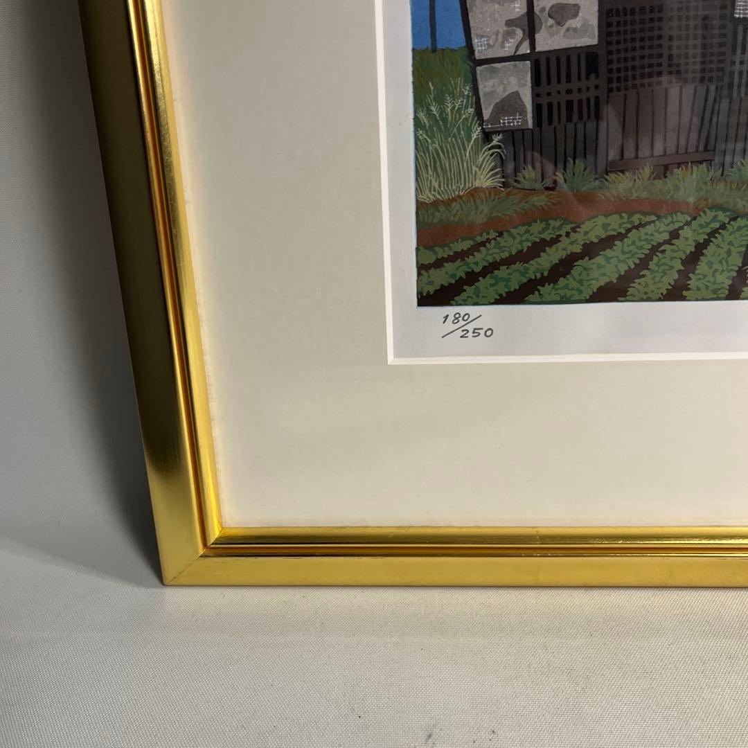 原田泰治　オリジナル木版画　「秋の夕暮れ」