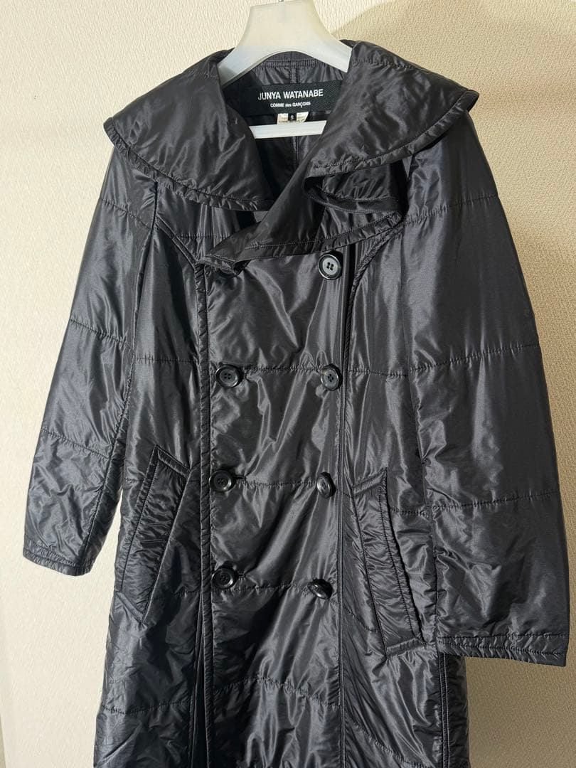 ジュンヤワタナベ コムデギャルソン 中綿ロングトレンチコート 黒 S