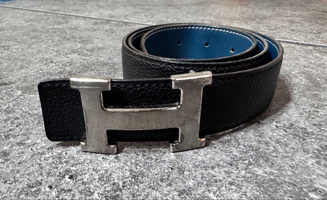 エルメス H型バックル 黒レザーベルト