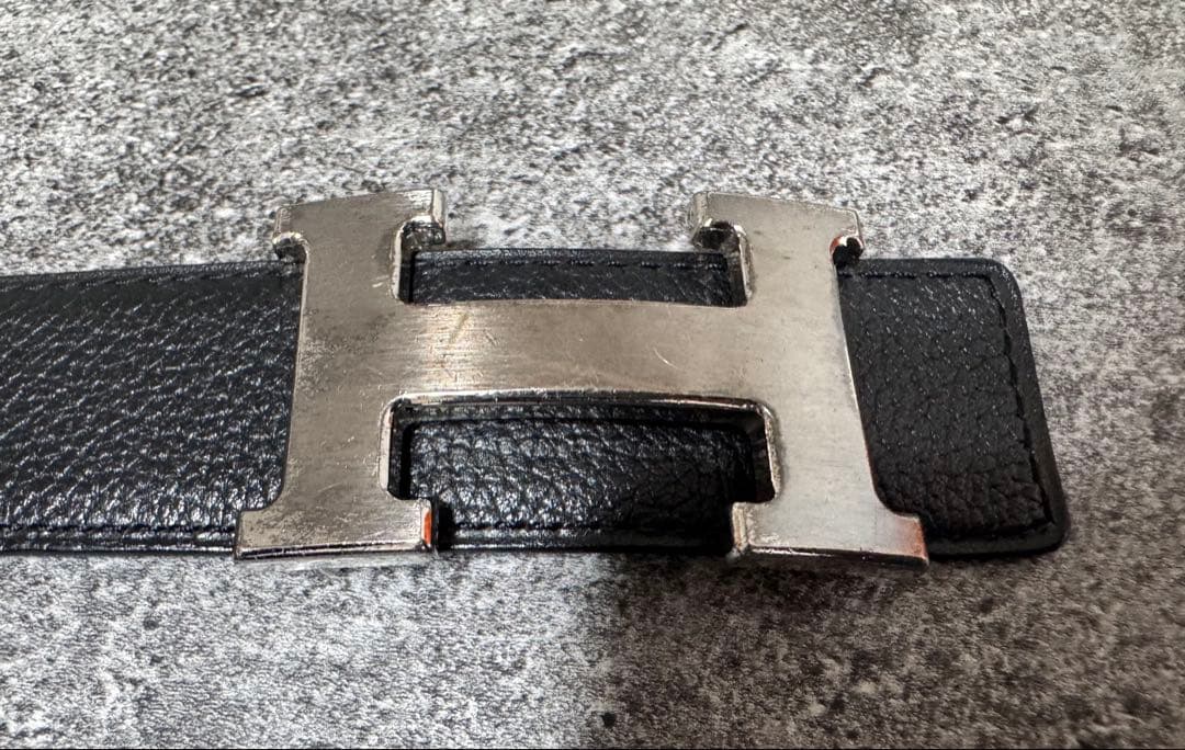 エルメス H型バックル 黒レザーベルト