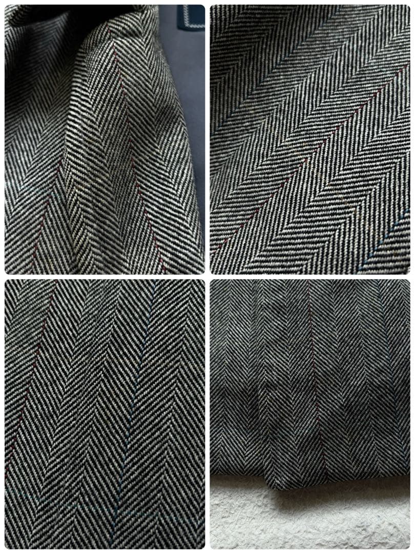 【カシミヤ50%】バーバリーズ ステンカラーコート ヘリンボーン グレー L