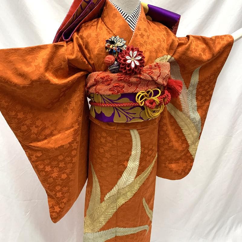 505aj75□ハーフ成人式 卒業式 十歳 女児 着物のみ 金駒刺繍□美品