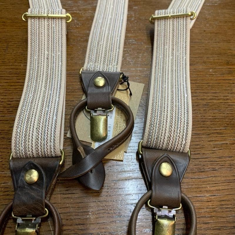 アートブラウン クロムエクセルレザー サスペンダー 杢アイボリー チョコ