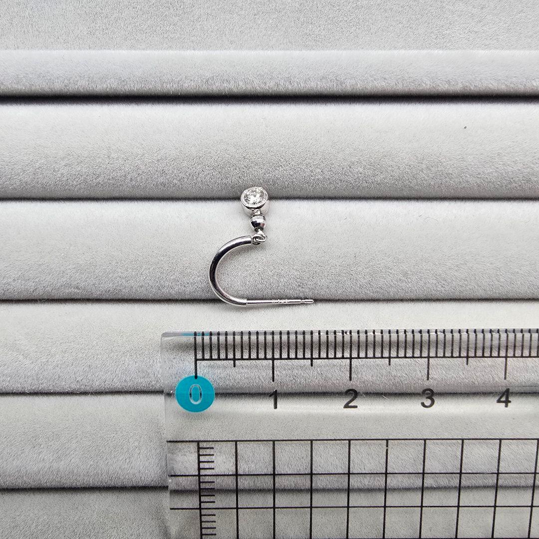 K18WG ダイヤモンド ピアス 0.07ct×2 フック 揺れる 上品