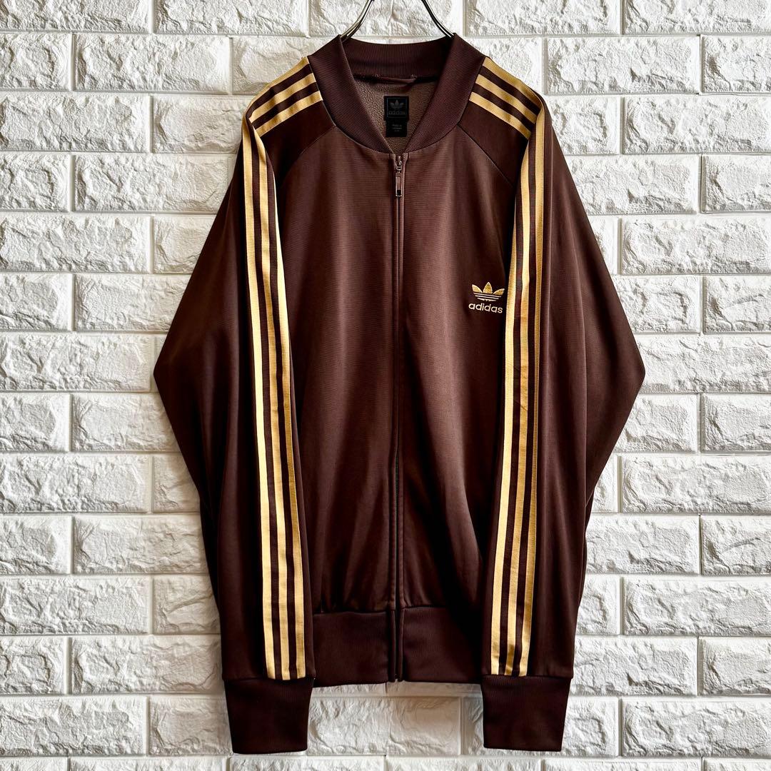 ◇超ビッグ／美品◇ 00s アディダス ジャージ ダークブラウン×ベージュ