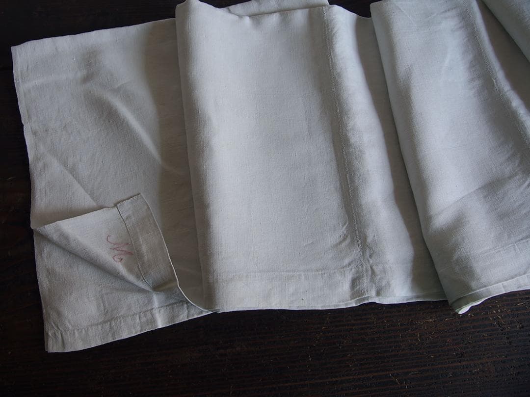 イニシャルM シャンブルリネン ベッドリネン ホワイトリネン/K247