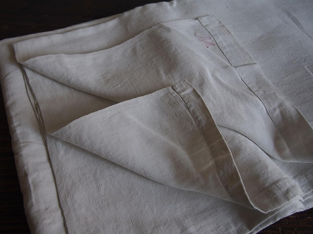 イニシャルM シャンブルリネン ベッドリネン ホワイトリネン/K247