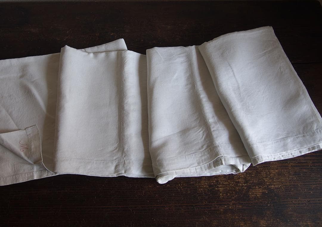 イニシャルM シャンブルリネン ベッドリネン ホワイトリネン/K247