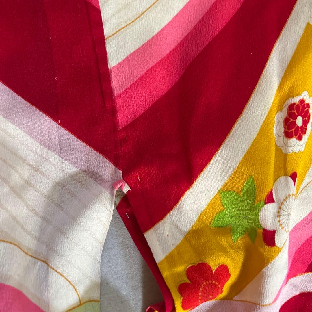 7歳　七五三　アンティーク正絹着物、アンティーク帯、帯揚げ、帯締め、しごきセット