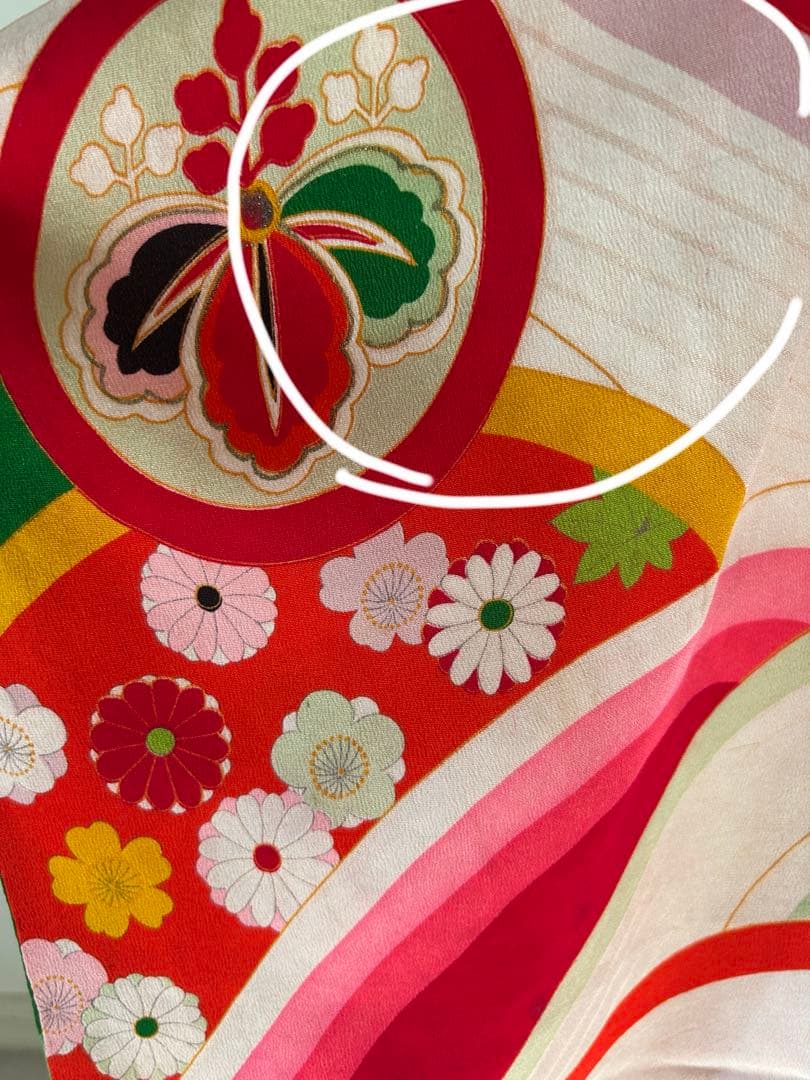 7歳　七五三　アンティーク正絹着物、アンティーク帯、帯揚げ、帯締め、しごきセット