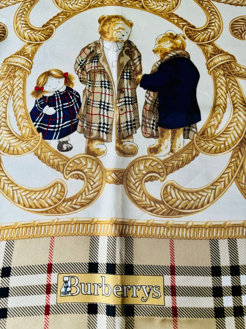 ⚫︎美品⚫︎BURBERRY 大判 スカーフ シルク テディベア ノバチェック