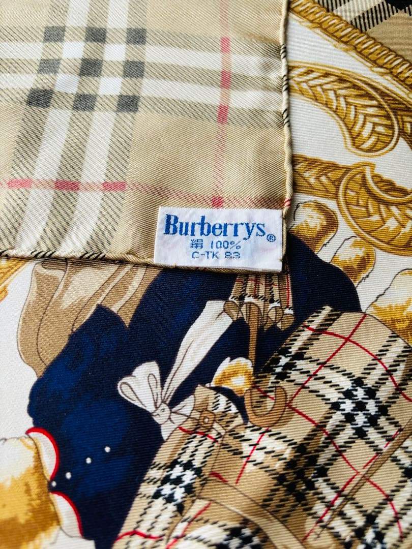 ⚫︎美品⚫︎BURBERRY 大判 スカーフ シルク テディベア ノバチェック