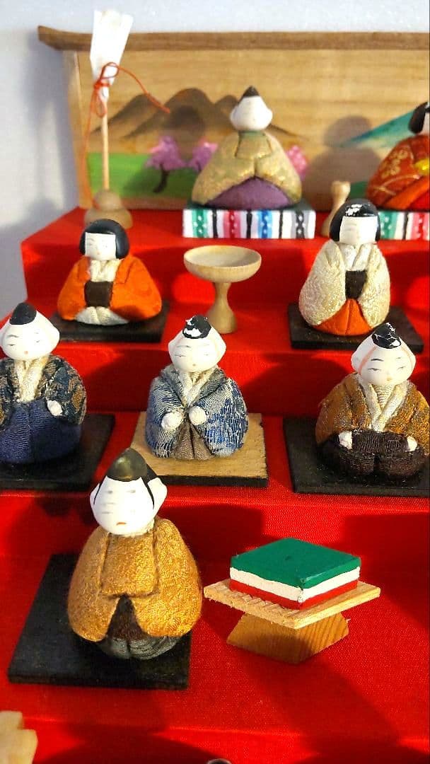 【昭和レトロ】風月雛　雛人形　豆雛　木目込み十五人飾り