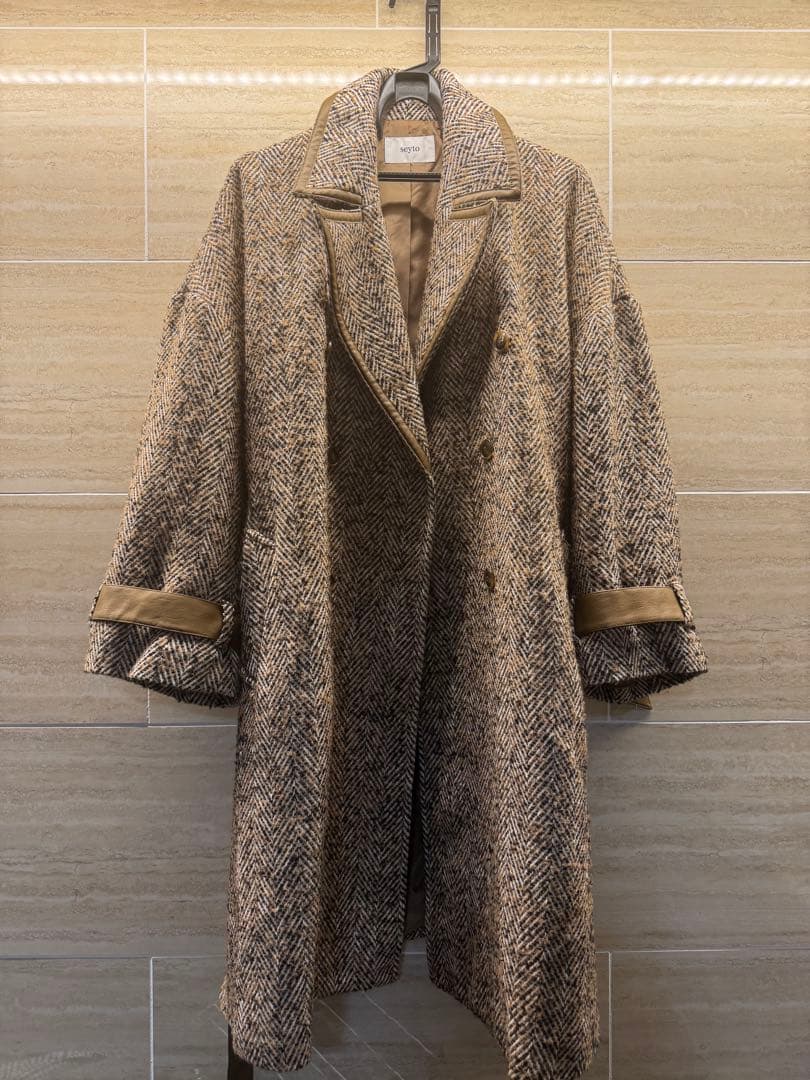 w*y様 seyto ヘリンボーンツイードオーバーロングコート - メルカリ